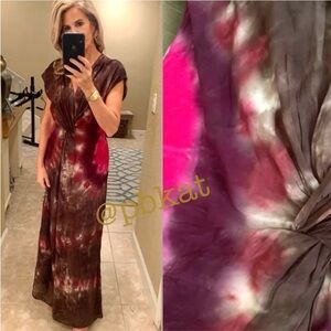 Young, Fabulous & Broke Helena Solar Flare Brown Tie Dye Maxi Dress
